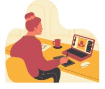 Women working on designing graphics on her system